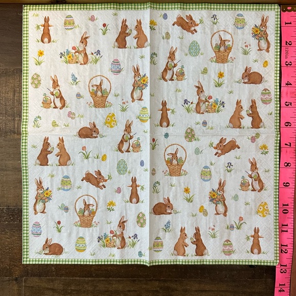 Colorful Spring Flowers and Easter Bunny Paper Napkins - Picture 3 of 5